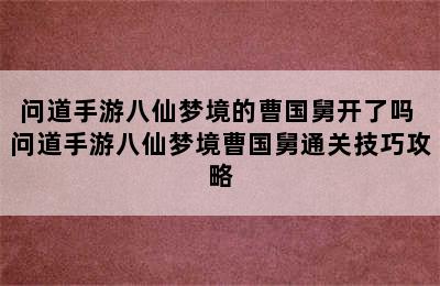 问道手游八仙梦境的曹国舅开了吗 问道手游八仙梦境曹国舅通关技巧攻略